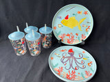 8 Piece World Market Plastic Aquatic Kitchen Lot