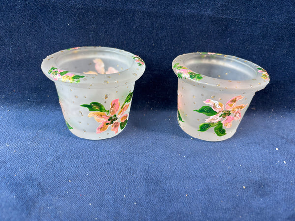 Pair Of Floral Votive Candle Holders