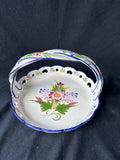 RCCL Portugal Hand Painted Ceramic Floral Basket - Braided Handle