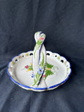 RCCL Portugal Hand Painted Ceramic Floral Basket - Braided Handle