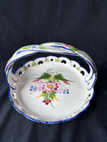 RCCL Portugal Hand Painted Ceramic Floral Basket - Braided Handle