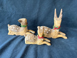 Set Of 3 Hand Carved Deer Christmas Figurines