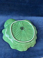 Bordallo Pinheiro Chip & Dip Serving Dish Plate Cabbage Leaf Green Majolica *Read Description*