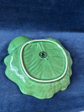 Bordallo Pinheiro Chip & Dip Serving Dish Plate Cabbage Leaf Green Majolica *Read Description*