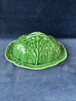 Bordallo Pinheiro Green Cabbage Leaf Butter Dish W/ Lid