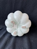 Hand Blown Art Glass Pumpkin White With Curled Gold Speckled Stem