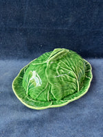 Bordallo Pinheiro Green Cabbage Leaf Butter Dish W/ Lid