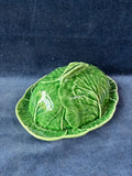 Bordallo Pinheiro Green Cabbage Leaf Butter Dish W/ Lid