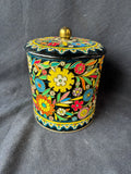 Lidded Tin Made In England Multicolor Floral Embossed Design