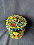 Lidded Tin Made In England Multicolor Floral Embossed Design