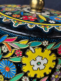 Lidded Tin Made In England Multicolor Floral Embossed Design