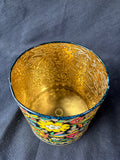 Lidded Tin Made In England Multicolor Floral Embossed Design
