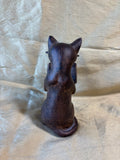 Brown Resin Cat Sitting Reading Book Figurine w/Wire Glasses