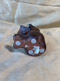 Brown Resin Cat Sitting Reading Book Figurine w/Wire Glasses
