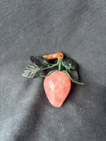 Chinese Carved Rose Quartz Plum And Jade Hardstone Leaves