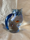 Italy Murano Style Blue Tail Siamese Cat Figure Paperweight