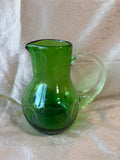 Hand Blown Green Art Glass Pitcher