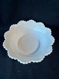 Fenton Style Hobnail White Milk Glass Ruffled Edge Bowl