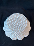 Fenton Style Hobnail White Milk Glass Ruffled Edge Bowl