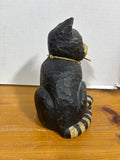 Hand Carved Cat Resin Figurine Statue;Signed