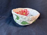 Handcrafted Art Pottery Bowl with Red Poppy Floral Design