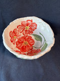 Handcrafted Art Pottery Bowl with Red Poppy Floral Design