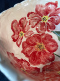 Handcrafted Art Pottery Bowl with Red Poppy Floral Design