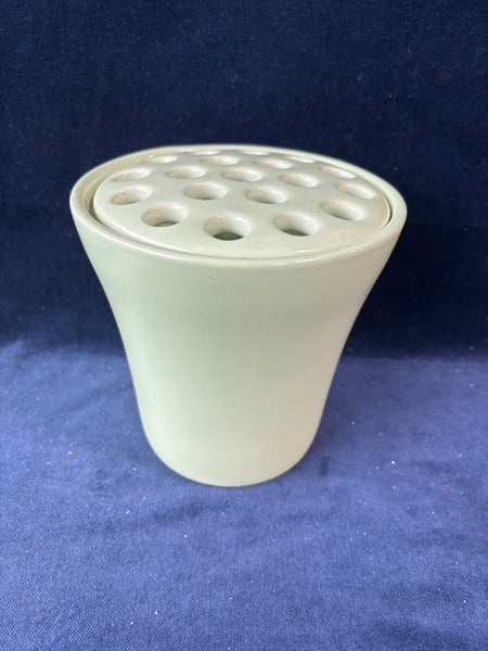 Moss Green Ceramic Vase with Removable Flower Frog Floral Arrangement