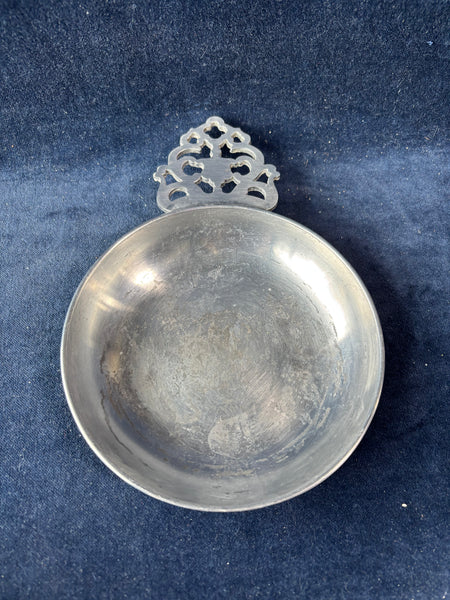 Colonial American Miniature Pewter Porringer Dish by Stede