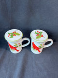 Pair Of Williamsburg Andrea By Sadek Holly and Cardinal Mug with Cover *Read Description*