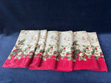 Set Of 6 Red And Gold Cloth Napkins