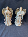 Set of 2 Decorative Angel Figurines with Harp & Trumpet