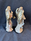 Set of 2 Decorative Angel Figurines with Harp & Trumpet