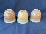 Set of 3 World Market Rustic Stoneware Tumblers – Blue & Earth-Tone Glaze Cups