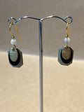 Gold Tone Earrings with Gold/Black/Pale Green Accents