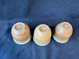 Set of 3 World Market Rustic Stoneware Tumblers – Blue & Earth-Tone Glaze Cups