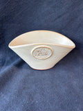 Handcrafted Studio Pottery Oval Bowl with Cottage Relief Design