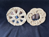 Pair of Shabby Chic Decor Antiqued Cream Wall Mirrors