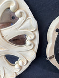 Pair of Shabby Chic Decor Antiqued Cream Wall Mirrors