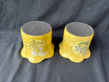 Pair of Hand-Painted Floral Pottery Cachepots / Planters