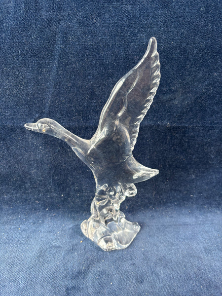 Heisey Mallard Duck in Flight Wing Up Crystal Figurine