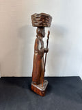 Hand-Carved Asian Folk Art Figure – Woman with Basket