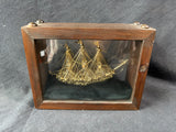 Detailed Glass Sailboat Decorative In Wood Display Box