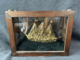 Detailed Glass Sailboat Decorative In Wood Display Box