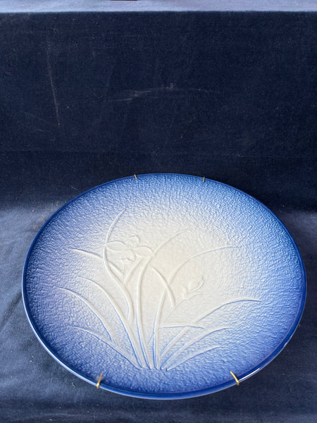 Japanese Arita Blue Iris Orchid Charger Wall Platter