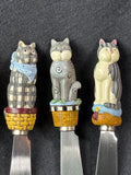 Debbie Mumm Cat Cheese Spreader Knives Set 4 By Boston Warehouse