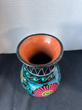 Mexican Polycrome Glaze Terracotta Clay Vase