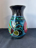 Mexican Polycrome Glaze Terracotta Clay Vase