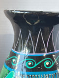 Mexican Polycrome Glaze Terracotta Clay Vase