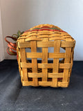 Handwoven Reed Basket Signed SMB 1987 with Decorative Bow Handle